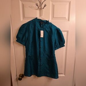Teal Button-Up Women's Top